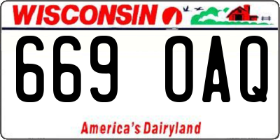 WI license plate 669OAQ