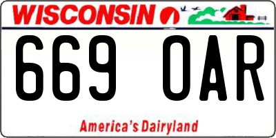 WI license plate 669OAR