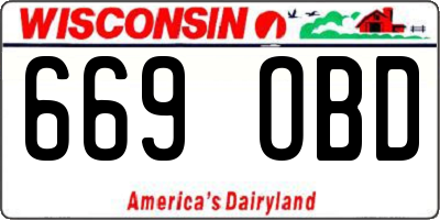 WI license plate 669OBD