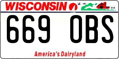 WI license plate 669OBS