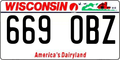 WI license plate 669OBZ