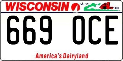 WI license plate 669OCE