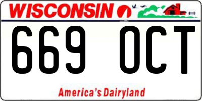 WI license plate 669OCT