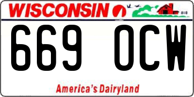 WI license plate 669OCW