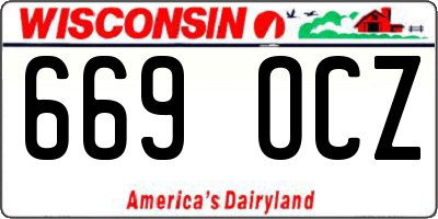 WI license plate 669OCZ