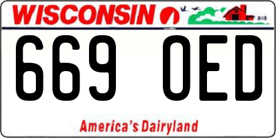 WI license plate 669OED