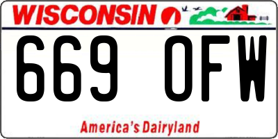 WI license plate 669OFW