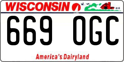 WI license plate 669OGC