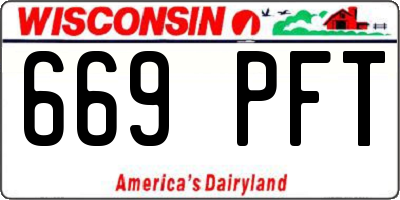WI license plate 669PFT