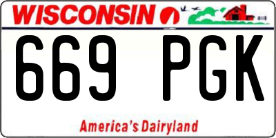 WI license plate 669PGK