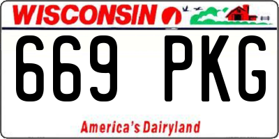 WI license plate 669PKG