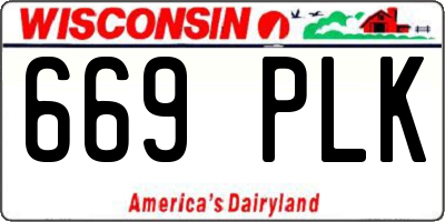 WI license plate 669PLK