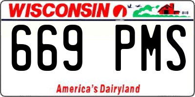 WI license plate 669PMS