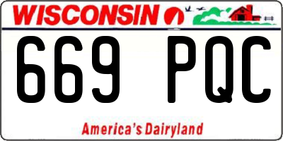 WI license plate 669PQC