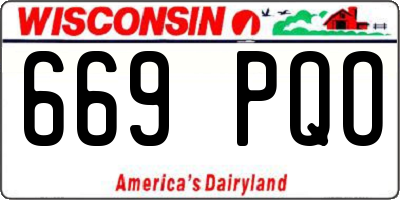 WI license plate 669PQO