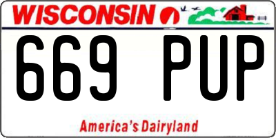 WI license plate 669PUP