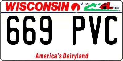 WI license plate 669PVC