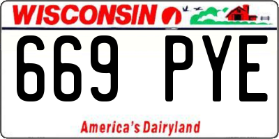 WI license plate 669PYE