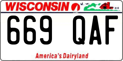 WI license plate 669QAF