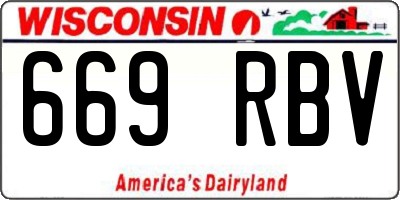 WI license plate 669RBV
