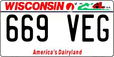 WI license plate 669VEG