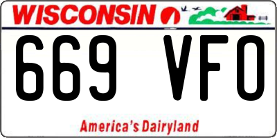 WI license plate 669VFO