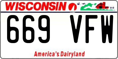 WI license plate 669VFW