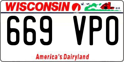 WI license plate 669VPO