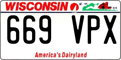 WI license plate 669VPX