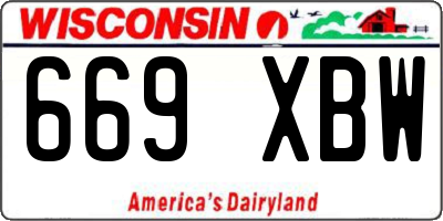 WI license plate 669XBW