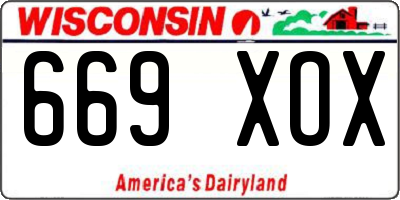 WI license plate 669XOX