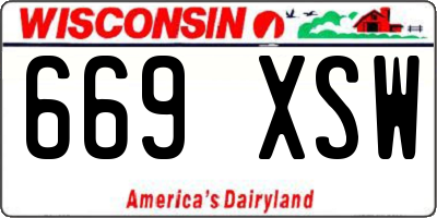 WI license plate 669XSW
