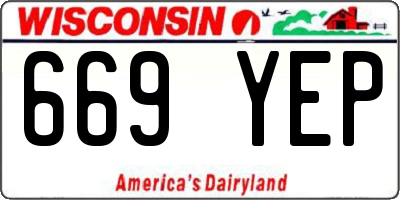 WI license plate 669YEP