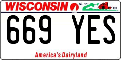 WI license plate 669YES