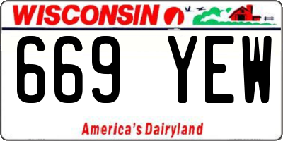 WI license plate 669YEW