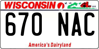 WI license plate 670NAC