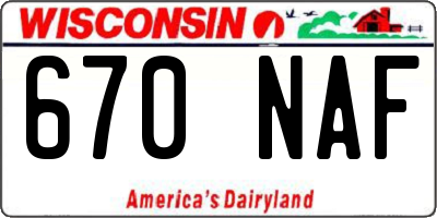 WI license plate 670NAF