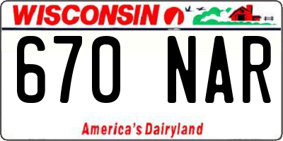 WI license plate 670NAR