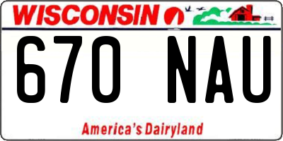 WI license plate 670NAU