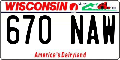 WI license plate 670NAW