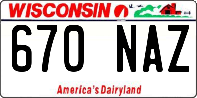 WI license plate 670NAZ
