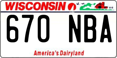 WI license plate 670NBA