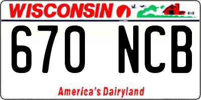 WI license plate 670NCB