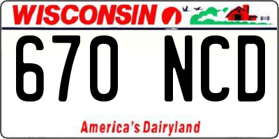 WI license plate 670NCD