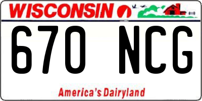 WI license plate 670NCG