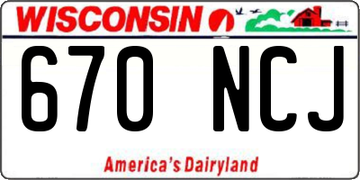 WI license plate 670NCJ