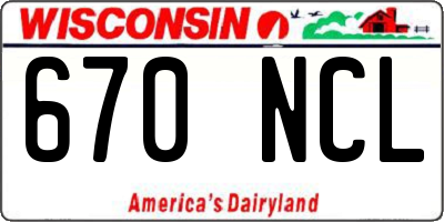 WI license plate 670NCL