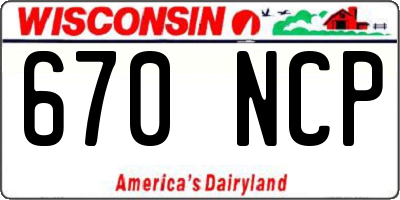 WI license plate 670NCP