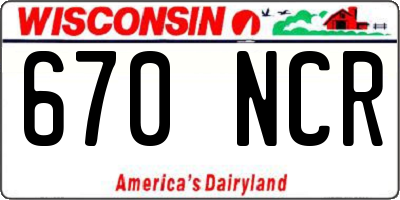 WI license plate 670NCR