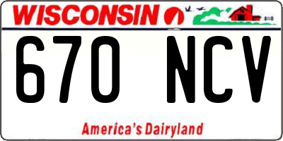 WI license plate 670NCV